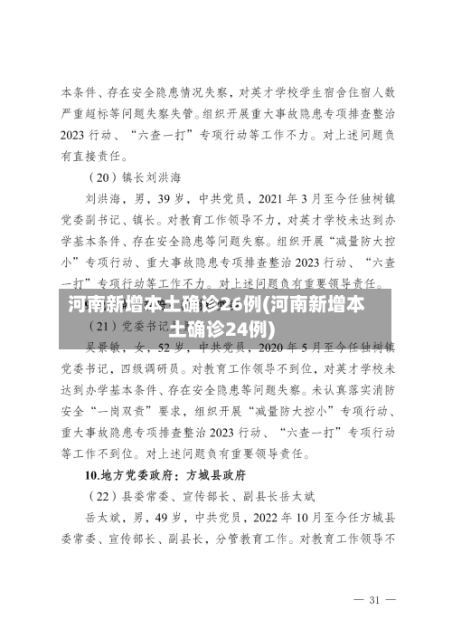 河南新增本土确诊26例(河南新增本土确诊24例)