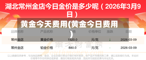 黄金今天费用(黄金今日费用)