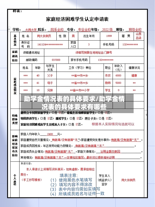 助学金情况表的具体要求/助学金情况表的具体要求有哪些