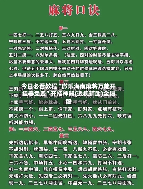 今日必看教程“微乐海南麻将万能开挂器免费”开挂神器{透视辅助}全揭秘-第3张图片