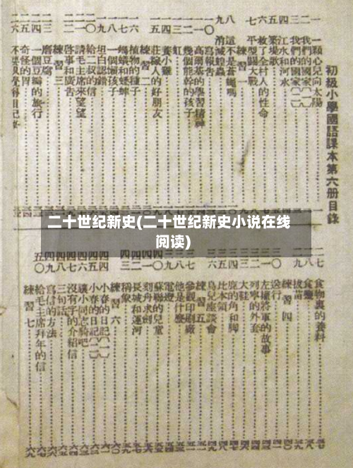 二十世纪新史(二十世纪新史小说在线阅读)