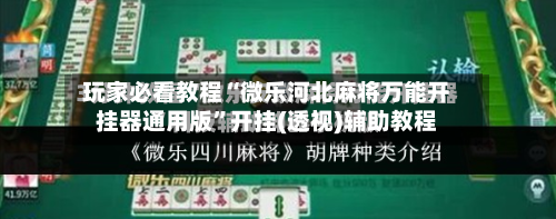 玩家必看教程“微乐河北麻将万能开挂器通用版”开挂(透视)辅助教程-第2张图片