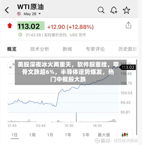 美股深夜冰火两重天，软件股重挫	，甲骨文跌超6%，半导体逆势爆发，热门中概股大跌-第2张图片