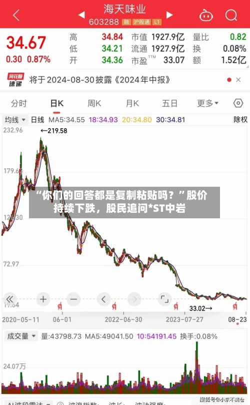 “你们的回答都是复制粘贴吗？”股价持续下跌，股民追问*ST中岩-第3张图片