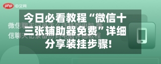 今日必看教程“微信十三张辅助器免费”详细分享装挂步骤!