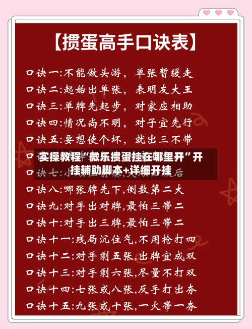 实操教程“微乐掼蛋挂在哪里开”开挂辅助脚本+详细开挂-第3张图片