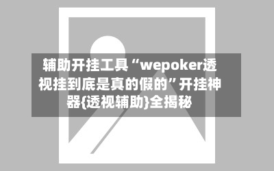 辅助开挂工具“wepoker透视挂到底是真的假的”开挂神器{透视辅助}全揭秘-第2张图片
