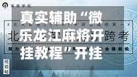 真实辅助“微乐龙江麻将开挂教程”开挂(透视)辅助神器-第2张图片