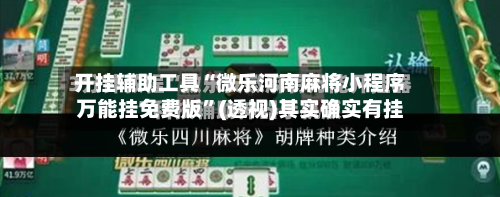 开挂辅助工具“微乐河南麻将小程序万能挂免费版”(透视)其实确实有挂