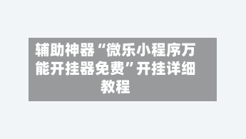 辅助神器“微乐小程序万能开挂器免费”开挂详细教程-第3张图片