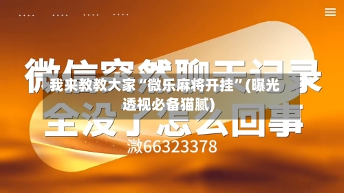 我来教教大家“微乐麻将开挂	”(曝光透视必备猫腻)-第2张图片