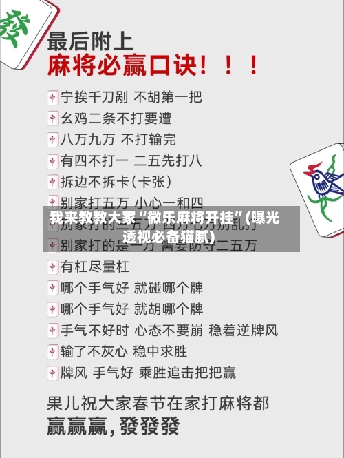 我来教教大家“微乐麻将开挂”(曝光透视必备猫腻)-第3张图片