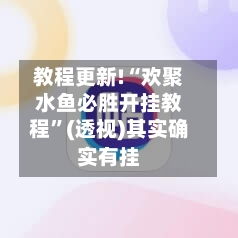 教程更新!“欢聚水鱼必胜开挂教程”(透视)其实确实有挂-第3张图片