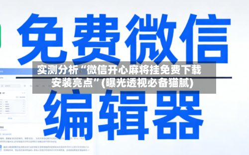 实测分析“微信开心麻将挂免费下载安装亮点”(曝光透视必备猫腻)-第2张图片
