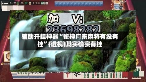 辅助开挂神器“雀神广东麻将有没有挂”(透视)其实确实有挂