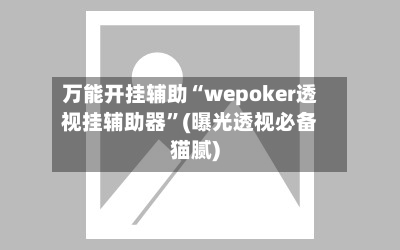万能开挂辅助“wepoker透视挂辅助器”(曝光透视必备猫腻)-第3张图片