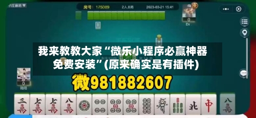 我来教教大家“微乐小程序必赢神器免费安装”(原来确实是有插件)-第2张图片