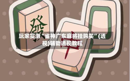 玩家实测“雀神广东麻将挂购买”(透视)辅助透视教程