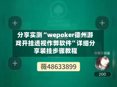 分享实测“wepoker德州游戏开挂透视作弊软件	”详细分享装挂步骤教程-第2张图片