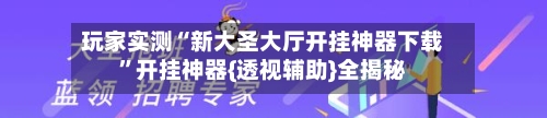 玩家实测“新大圣大厅开挂神器下载”开挂神器{透视辅助}全揭秘-第2张图片