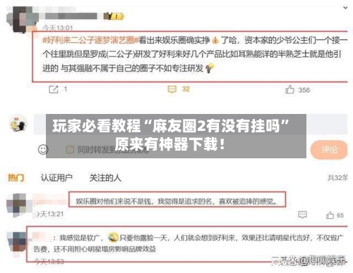 玩家必看教程“麻友圈2有没有挂吗”原来有神器下载！-第2张图片
