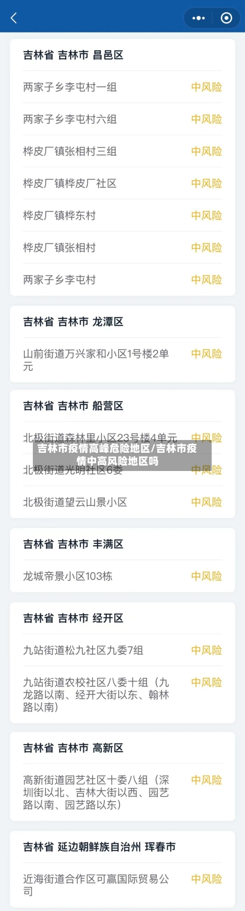 吉林市疫情高峰危险地区/吉林市疫情中高风险地区吗-第3张图片